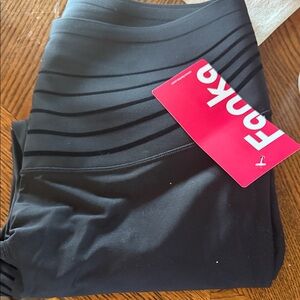 Fabletics Black High-Waist Sculpting Leggings with Horizontal Bands